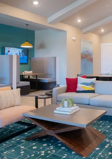 a resident lounge with study booths